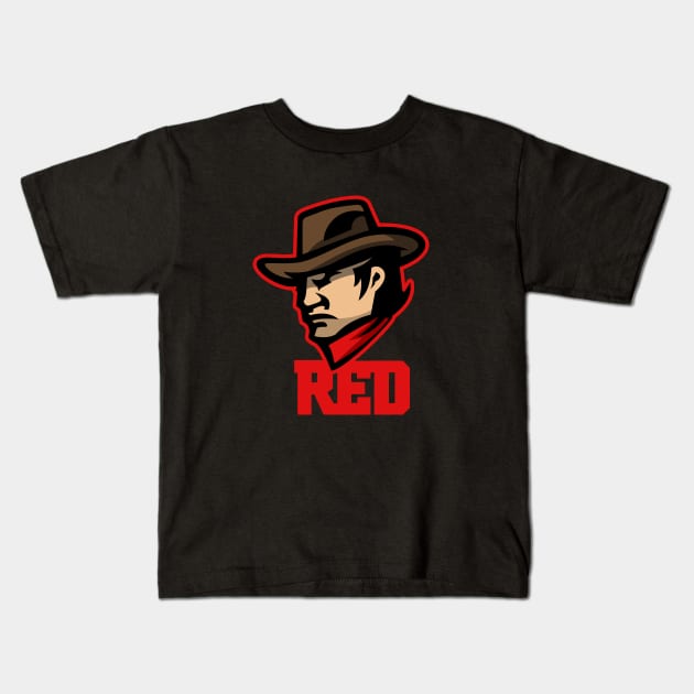 A Cowboy Red Kids T-Shirt by Johnitees